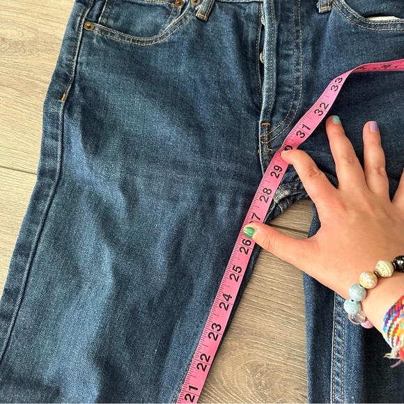 RE/DONE Originals Women's High Rise Ankle Crop Jeans in Rinse Button Fly - Picture 5 of 10